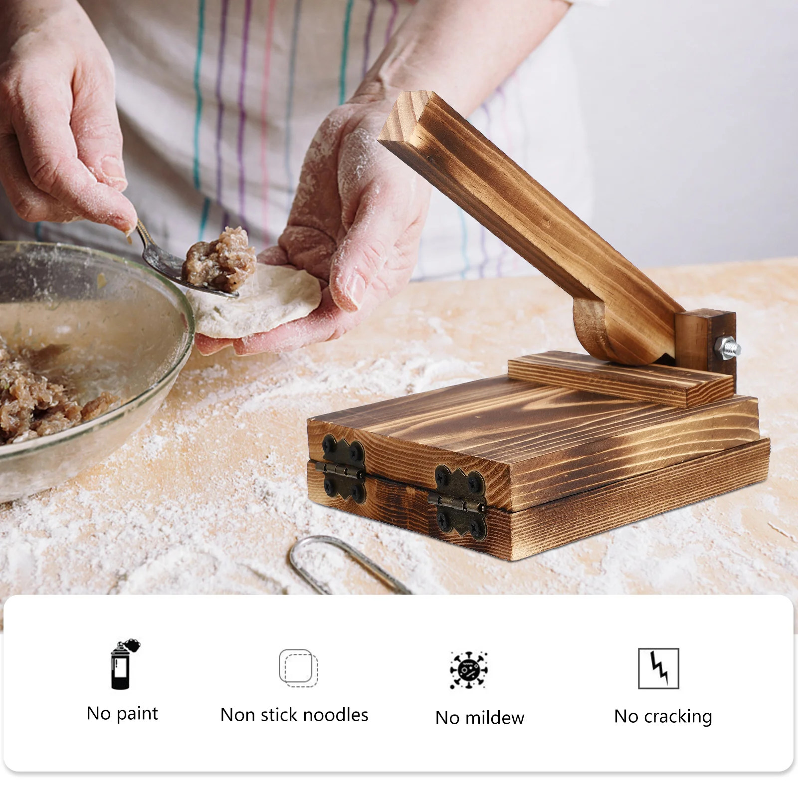 

Dumpling Wrapper Household Dough Pressing Tool Creative Maker Mold Simple Making Kitchen Gadget Wooden