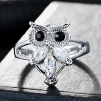 new fashion womens owl rings jewelry engagement wedding cz crystal zircon animal ring for women girls accessories