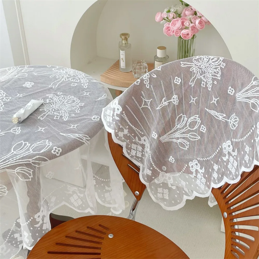 Красивая многофункциональная скатерть в виде букета тюльпанов Модная белая ТВ