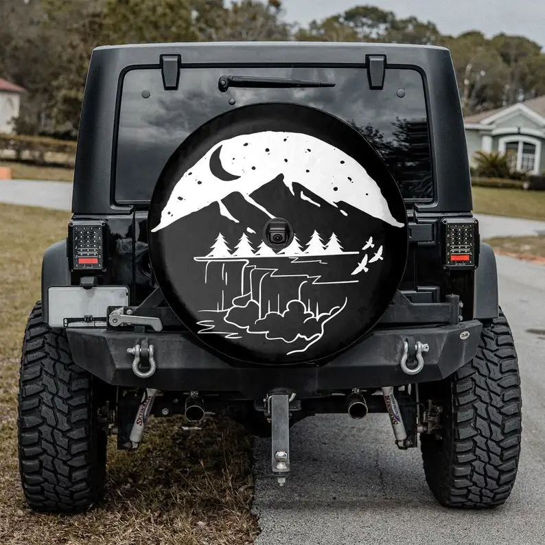 

Moutains Are Calling Gift For Father, Camper Truck, Trendy Tire Cover, SUV Tire Cover, Personalized Spare Tire Cover,