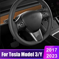 for tesla model 3 y 2017 2020 2021 2022 2023 model3 three car steering wheel trim cover frame abs plastic interior accessories