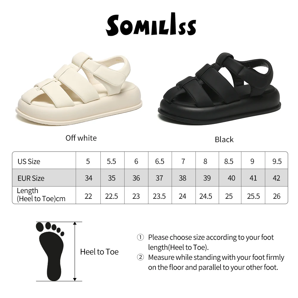 SOMILISS Women Summer Platform Sandal Hook And Loop Fastener Environmental Microfiber Leather Ladies Fashion Flat Casual Shoes