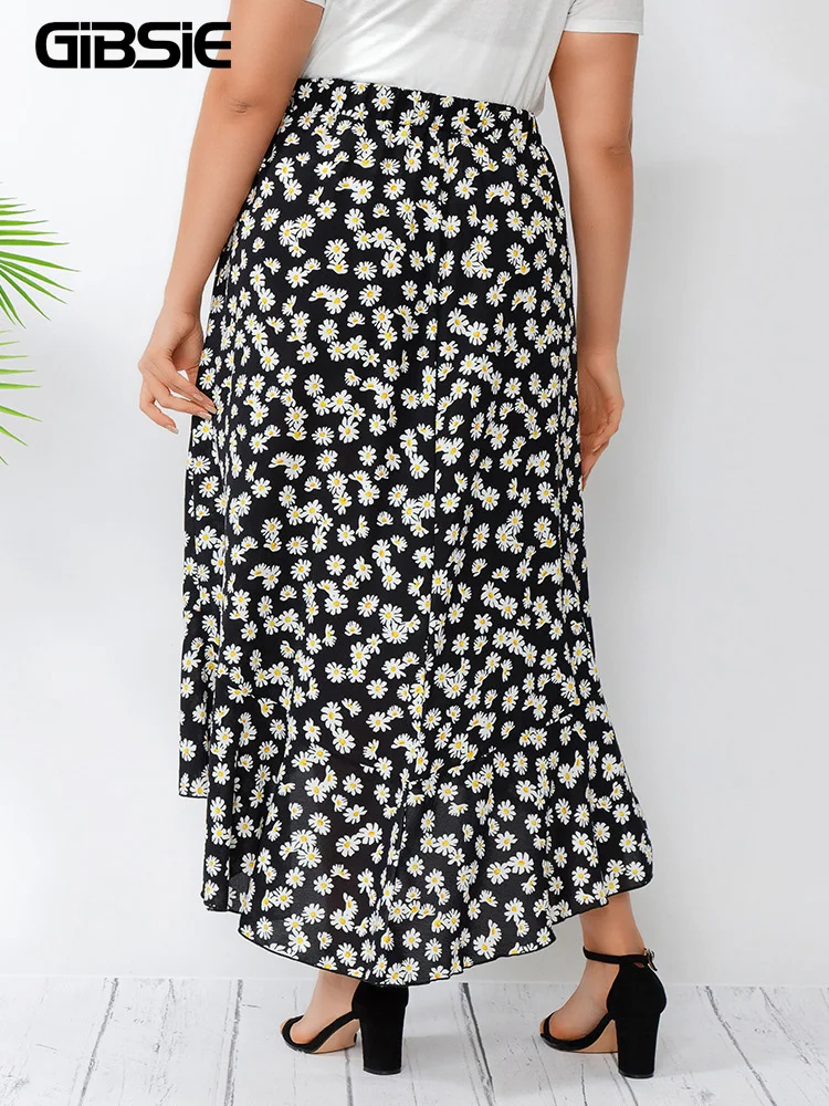 Юбка Женская длинная в стиле бохо с оборками и поясом на резинке |