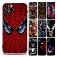 marvel venom spiderman clear phone case for iphone 11 12 13 pro max 7 8 se xr xs max 5 5s 6 6s plus soft silicon cover