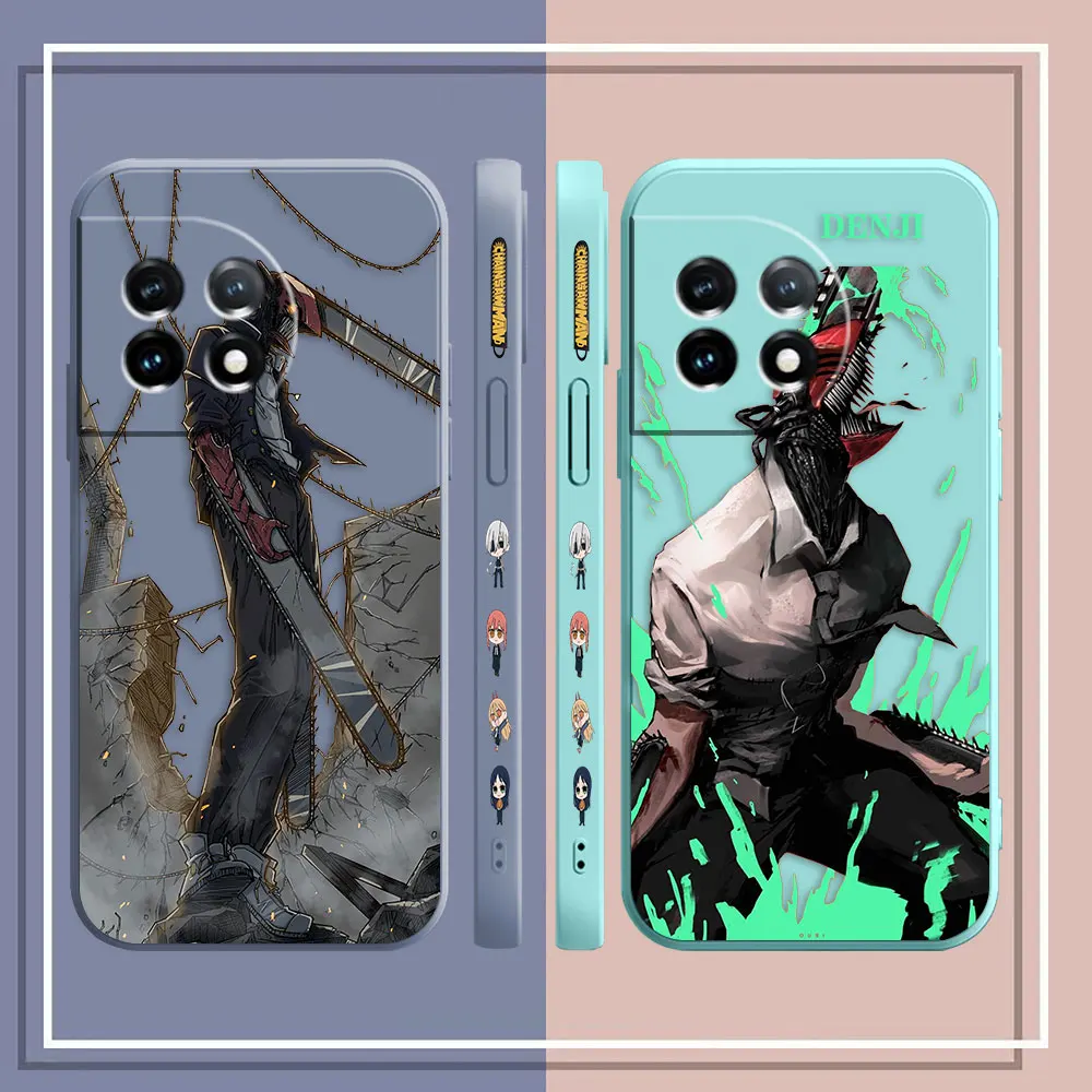 Japanese Anime Chainsaw Man Case For Oneplus 11 10 9 9R 9RT 8 8T 7 7T ACE 2 2V NORD CE 2 Pro Colour Liquid Case Funda Shell Capa