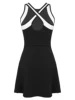 Black Women Quickly Dry Sleeveless Straps Criss Cross at Back Open Back Patchwork Sport Dress for Yoga Tennis Golf Workout 4