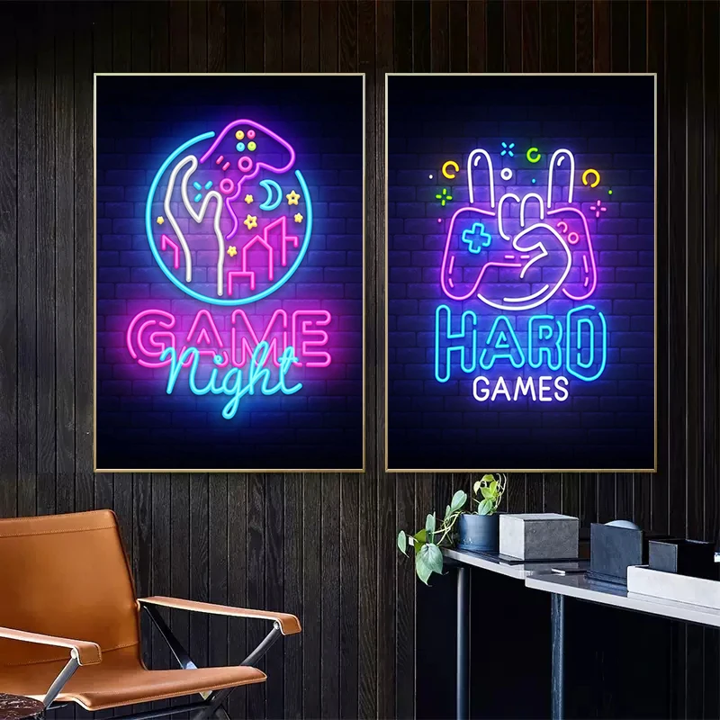 Игровые цитаты игра Ночная любовь неоновый художественный постер холст картина