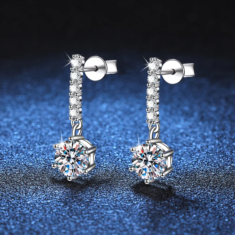 

1ct D Color Moissanite Earrings for Women Sparkling Diamond Fine Jewelry with GRA 925 Sterling Sliver Plated 18k Earring