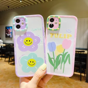 soft silicon smiley face case for iphone 11 case iphone 12 13 pro xs max 7 8 plus x xr se 6 6s case sun flower phone back cover free global shipping