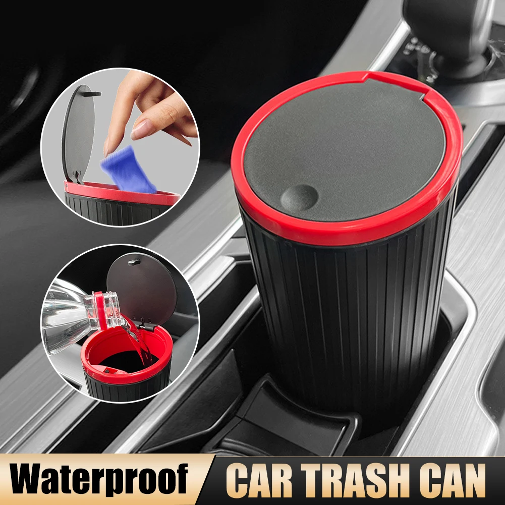 

1PCS Universal Car Garbage Can Auto Press Type Trash Dust Case Rubbish Organizer Auto Storage Box Car Interior Accessories