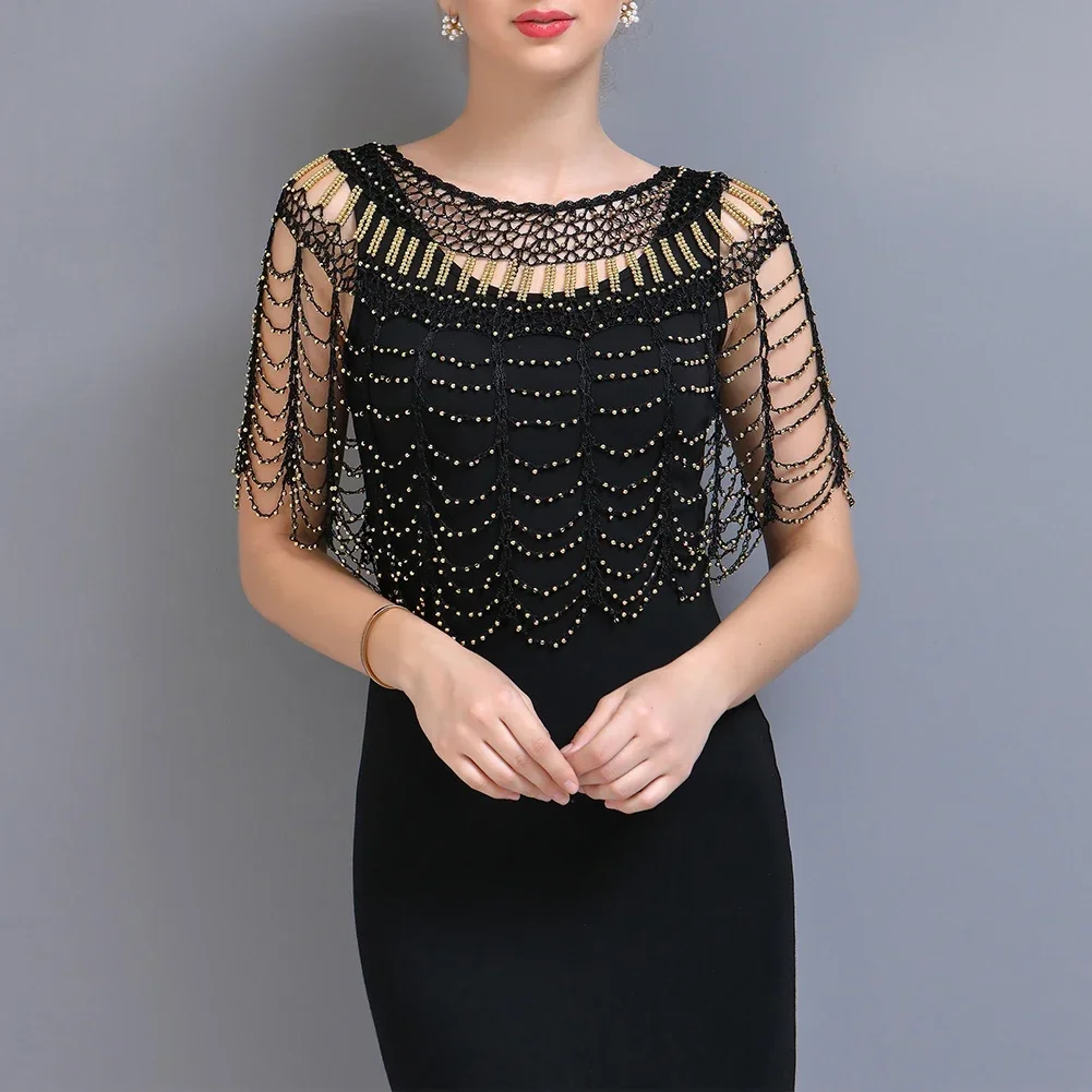 Вязаная крючком шаль ручной работы с вырезами в стиле 1920-х годов женская вечерняя