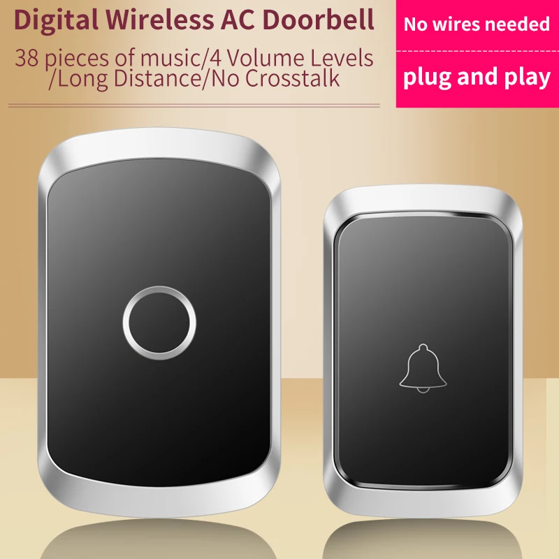 

CACAZI 60 Chimes 110DB 300M Wireless Doorbell Intelligent Waterproof Remote Control EU AU UK US Plug Smart Door Bell Battery Hot