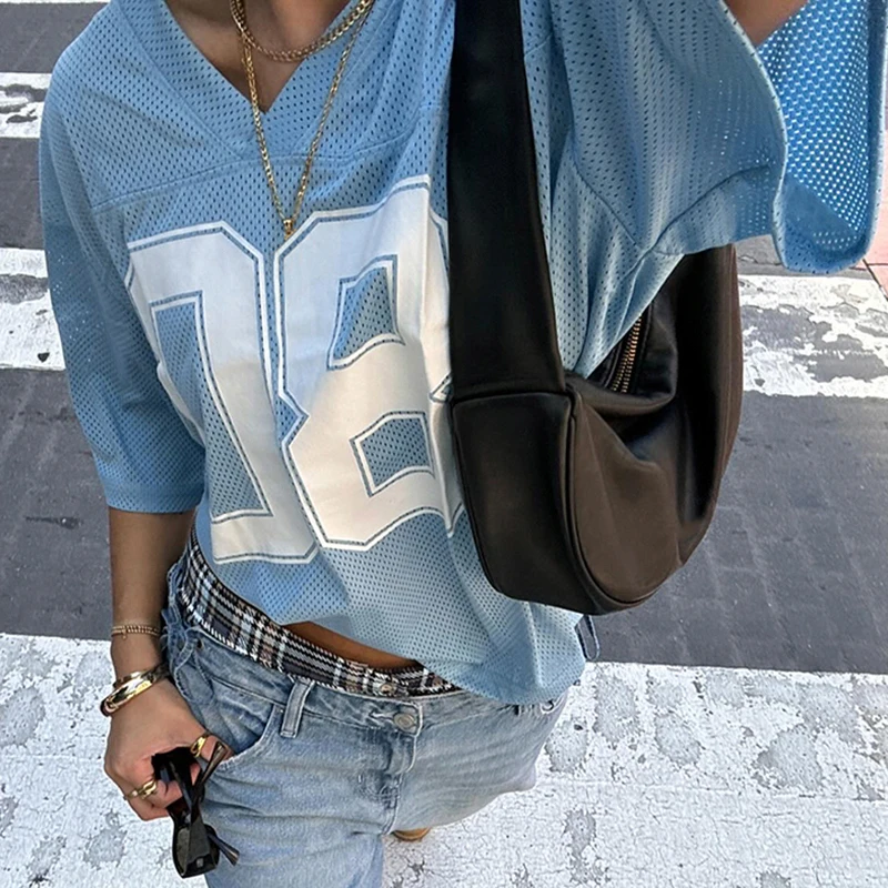 IAMHOTTY Женская Футболка Оверсайз С Цифровым Принтом Базовый Летний Повседневный