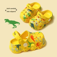 children cute dinosaur clogs shoes kawaii painted graffiti cartoon baby garden slides shoes summer breathable toddler slipper