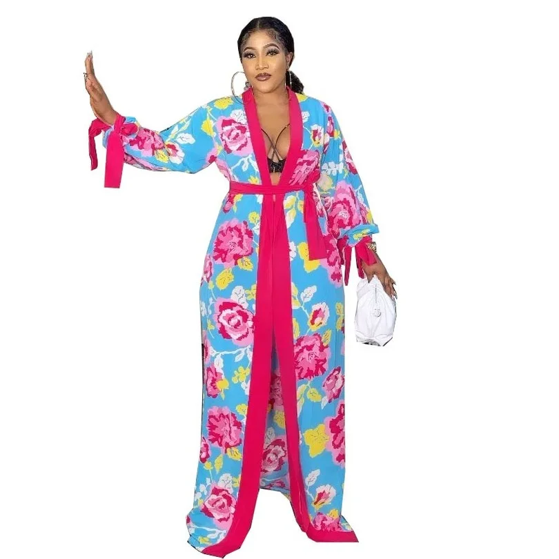 

Women Africa Abaya 2 Piece Set 2022 African Dashiki New Fashion Two Piece Suit Wide Tops + Long Pants Party Free Size For Ladies