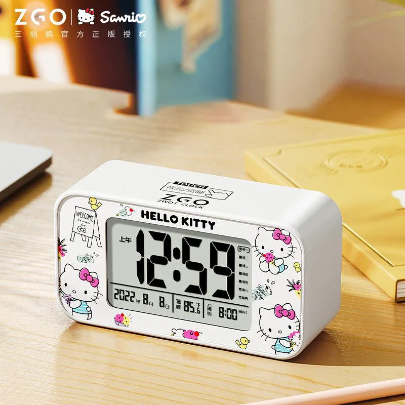 

Kawaii Sanrioed Cinnamoroll My Melody Hellokittys Smart Alarm Clock Cartoon Cute LED Night Light Usb Rechargeable Alarm Clock