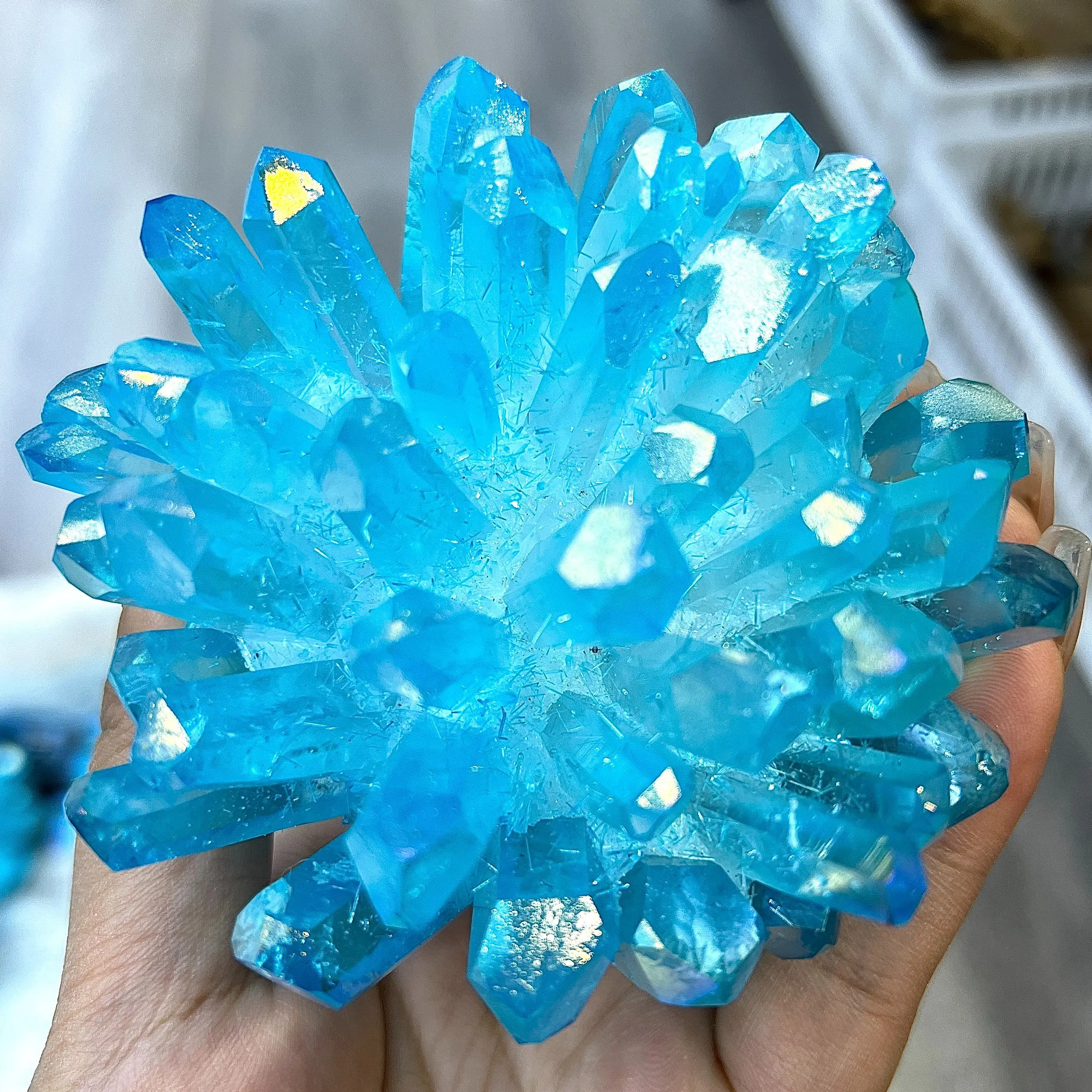 

New Find Blue Phantom Quartz Crystal Cluster Mineral Specimen Healing Specimen Home Decoration