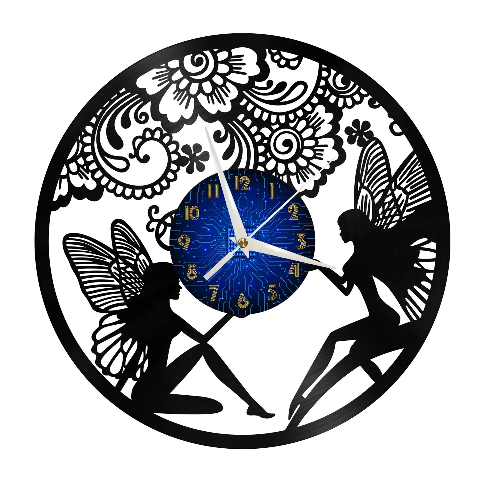 

Butterfly Elf Vinyl Record Wall Clock for Kitchen Wall Decor Wall Art