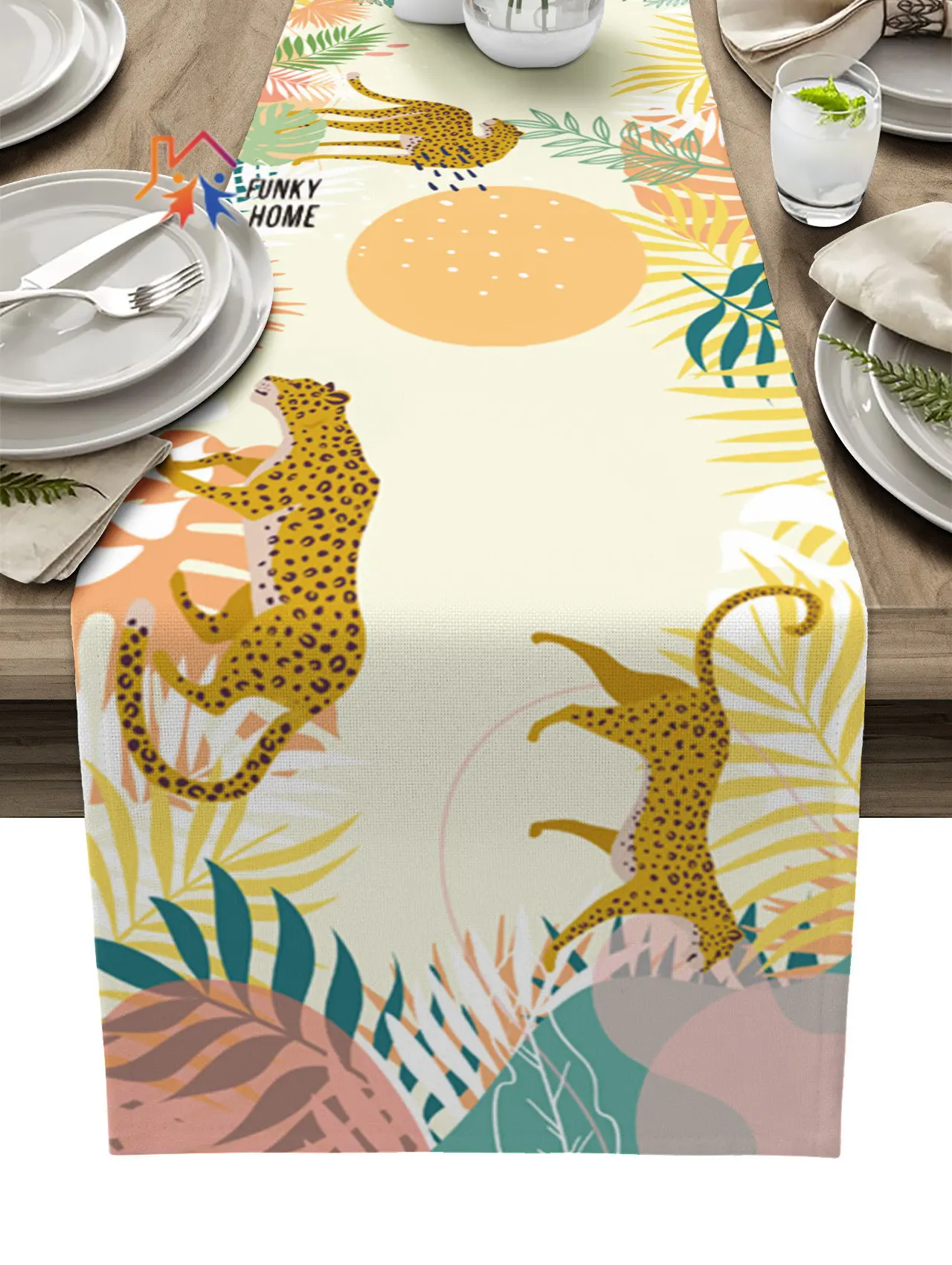 

Леопардовая тропическая скатерть для стола, Современная скатерть для свадебной вечеринки, Рождественский обеденный стол, Декоративная ска...