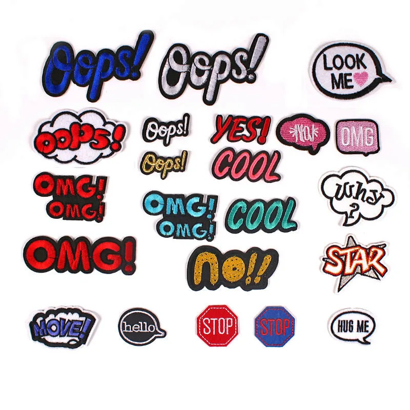 

100pcs/Lot Luxury Anime Embroidery Patch Fun Letter Cloud Signal Star Shirt Bag Clothing Decoration Accessory Craft Diy Applique