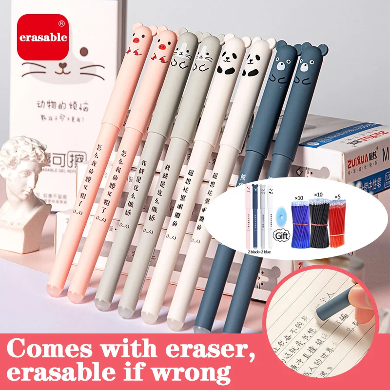 30 Pcs/set 0.35mm Kawaii Erasable Pens for Writing Notebooks Girls Cute Gel Pens Office Accessories School Supplies Stationery