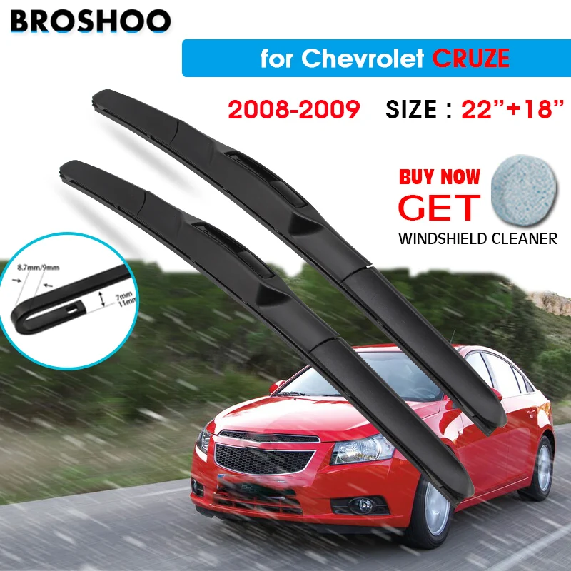 

Car Wiper Blade For Chevrolet CRUZE 22"+18" 2008-2009 Auto Windscreen Windshield Wipers Window Wash Fit U Hook Arms