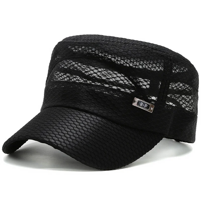 

Dropshipping Mesh Military Cap Cadet Army Cap Breathable Summer Flat Top Cap Dad Sun Caps