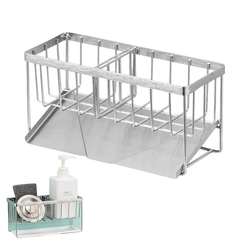 

Kitchen Sink Caddy Sponge Holder Dishcloth Rack Countertop With Stainless Steel Rustproof Hold Scrubber Soap Sink Organizer
