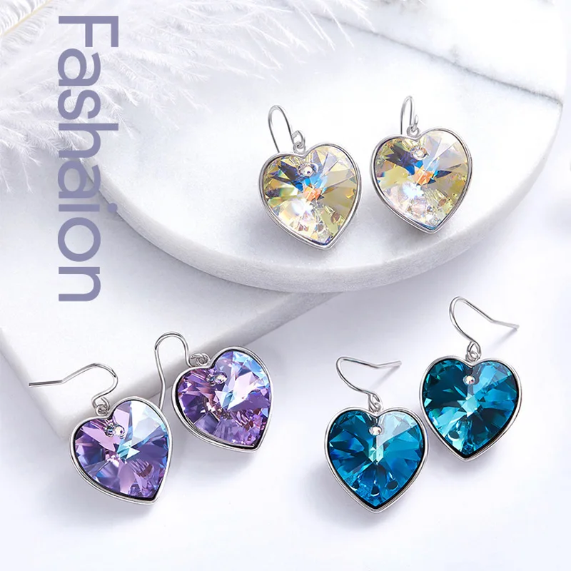

BAFFIN Lifelong Love Heart Drop Earrings Crystals from Swarovski-Elements For Women Friends Party Silver Color Statemen Jewelry