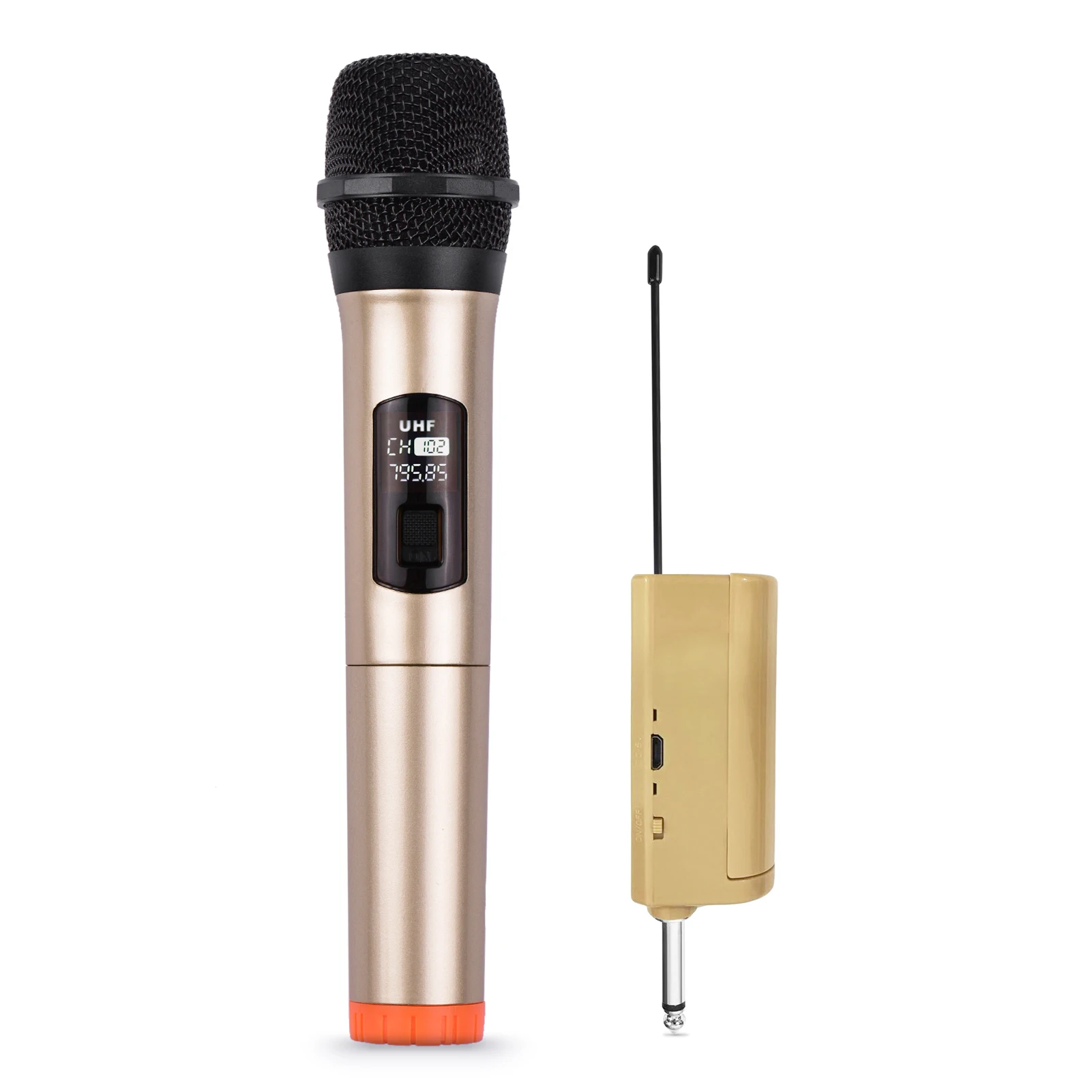 

Handheld Wireless Microphone UHF Dynamic Mic with Portable Mini Receiver Compatible with Speaker Karaoke System Home Theater