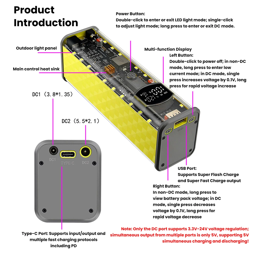 Фото Модуль Power Bank PD 65W/45W/20W для сверхбыстрой зарядки, корпус DIY со встроенным зарядным кабелем, бокс для аккумуляторов на 8 элементов №4