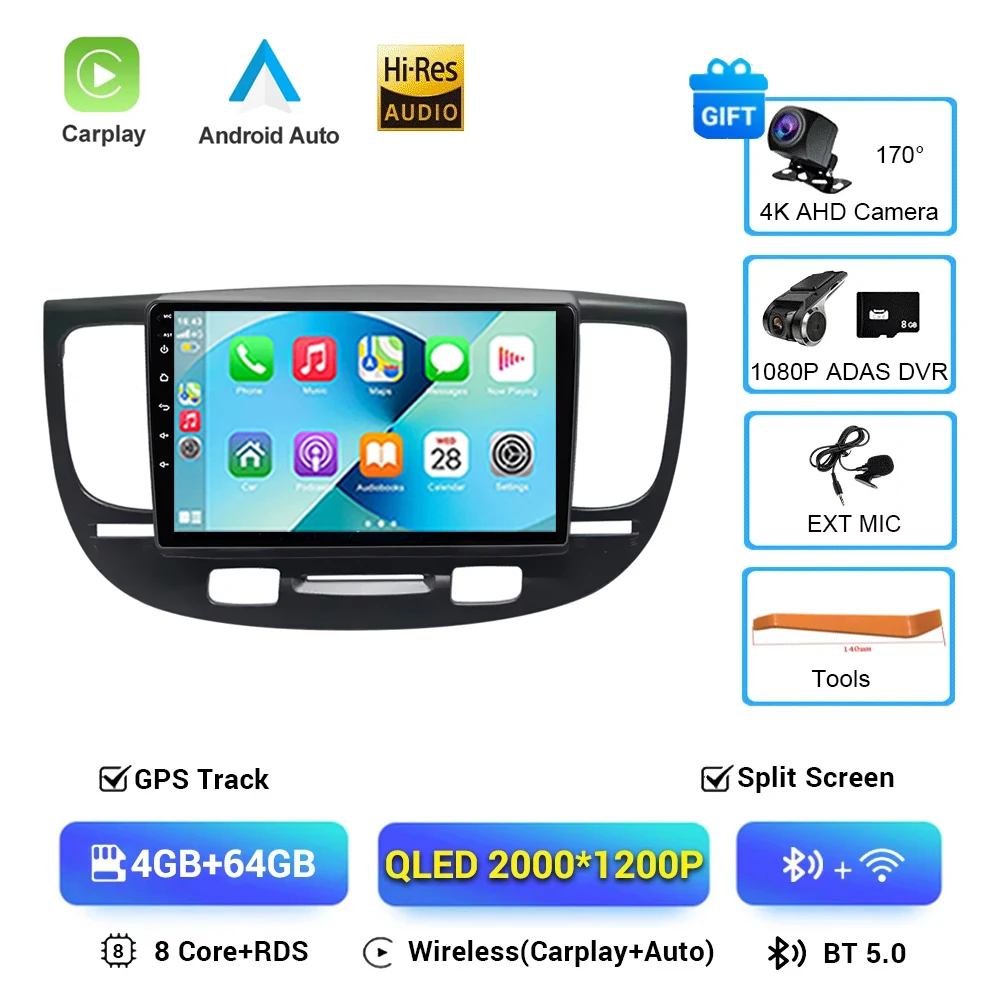 

Автомобильный радиоприемник Android 16 для KIA RIO 2 RIO2 2005-2011 Мультимедийный плеер 2 Din Carplay Стерео GPS MAP DVD DSP Головное устройство 2din