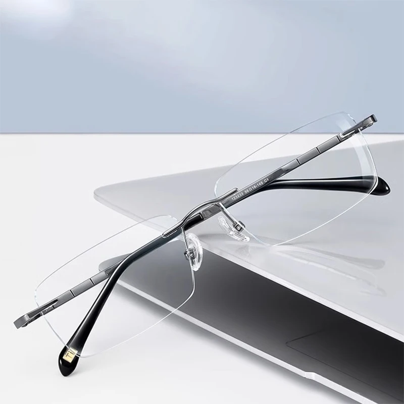 Новинка 2024 мужские очки Xbora из чистого титана без оправы квадратные оправа