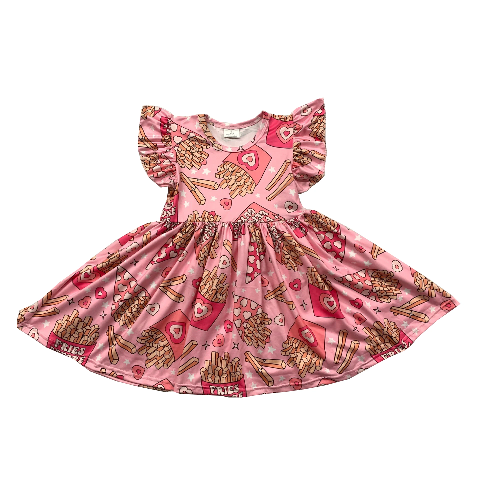 

Платье летнее для девочек, детская одежда, платье с гамбургерами-картошками фри, Детская эксклюзивная одежда, платье с молочным шелком
