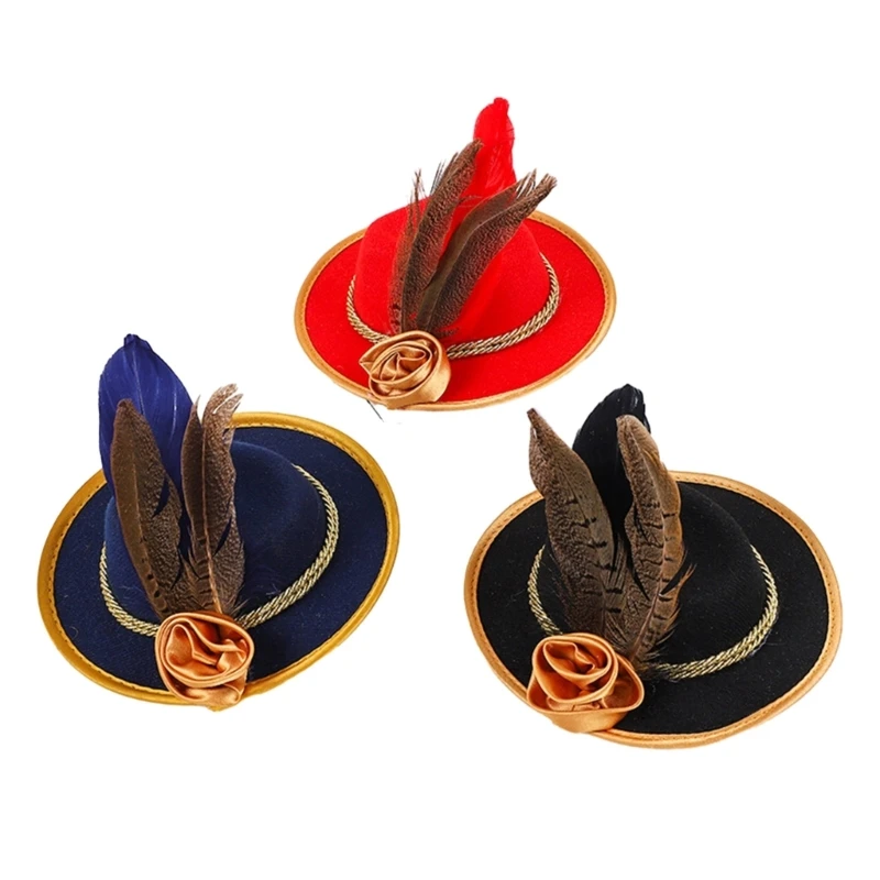 

Floral Fascinators Hat with Feather Top Hat Pillbox Hat Halloween Headwear