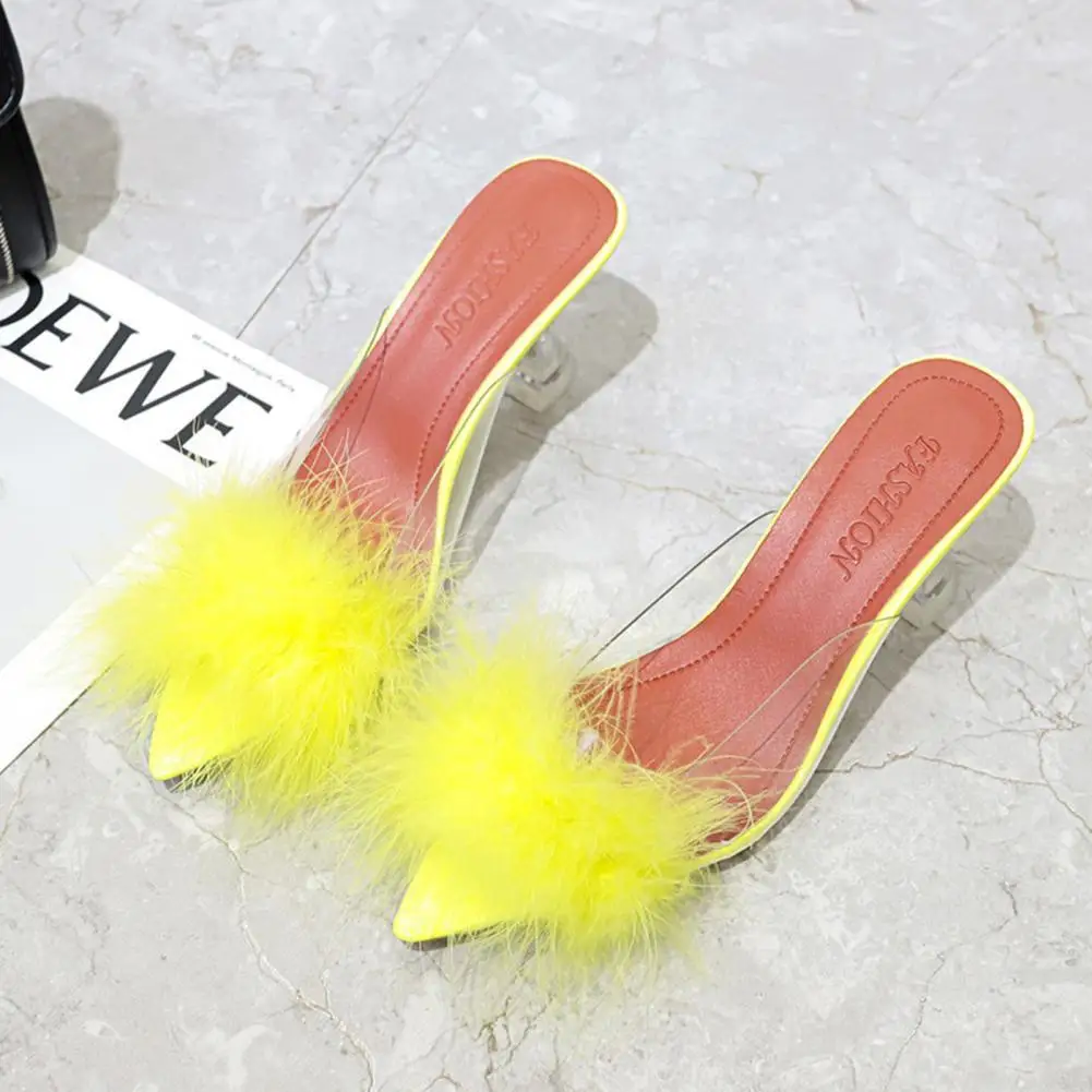 

1 Pair Summer Sandals Trendy Temperament Pointed Toe Candy Color Clear Slippers for Dating Summer Shoes Women Sandals