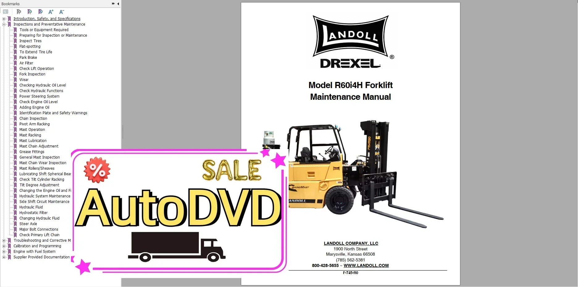 АвтоDVD Landoll Bendi Drexel Вилочный погрузчик Грузовики 12,8 ГБ Детали для обслуживания оператора Руководства и схема PDF (art.: 3920d191a1f4e) - 3920d191a1f4e