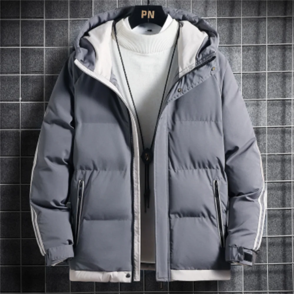 2022 Winter New Men's Stitching Down Jacket Fashion Loose Casual Plus Size Thickened Men's Warm Hooded Thick Coat