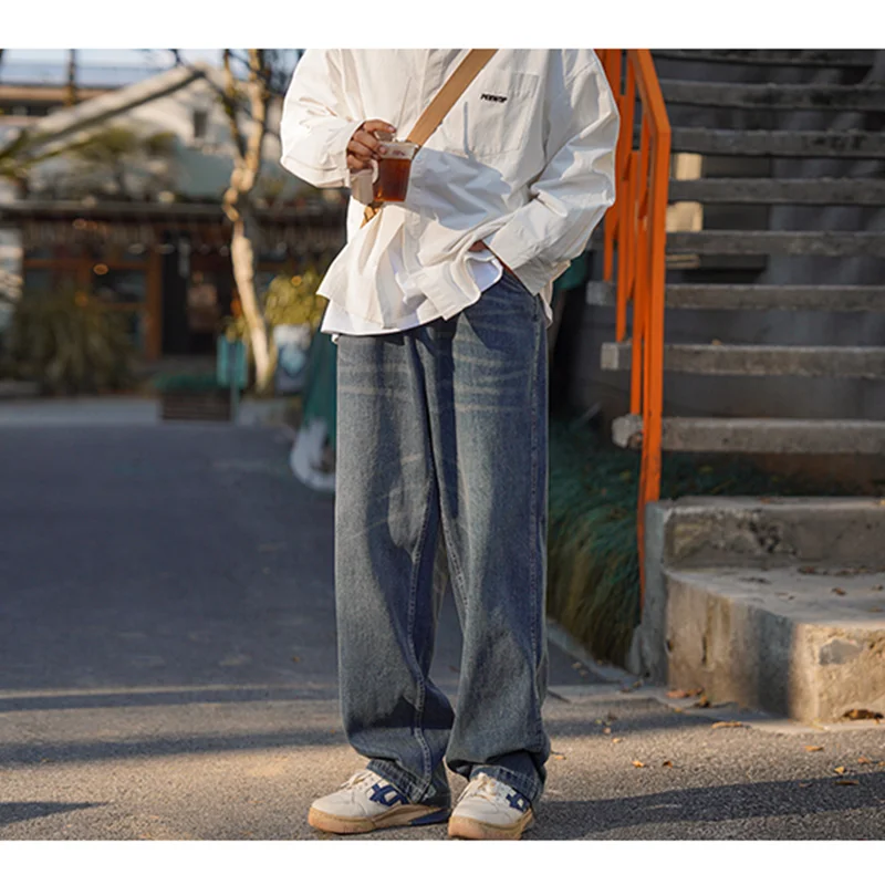 Men's Wear 2022 New Straight Loose Cylinder Jeans Vintage Recreational Blue Temperament Harun Trousers Female Autumn and Winter