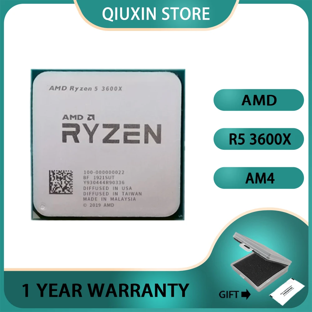 

AMD Ryzen 5 3600X R5 3600X 3.8 GHz Six-Core Twelve-Thread CPU Processor 7NM 95W L3=32M 100-000000022 Socket AM4