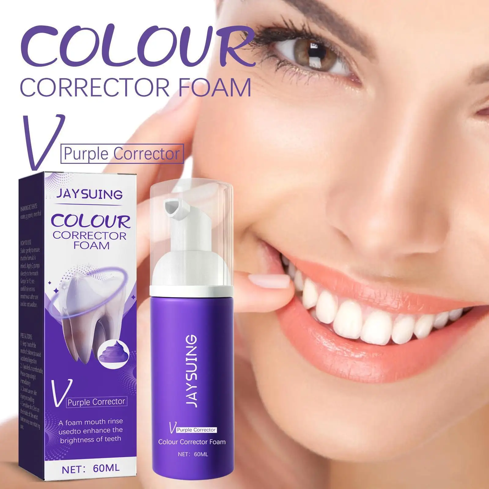 

60ml Mousse Foam Toothpaste Deep Cleansing Whitening Remove Breath Clean Care Stains Plaque Teeth Stains Tooth K2b7