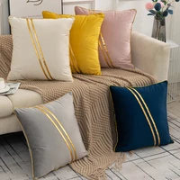 velvet pillowcase golden stripes pillowcases sofa waist pillow multicolor stitching cushion cover simple design pillows 4545cm