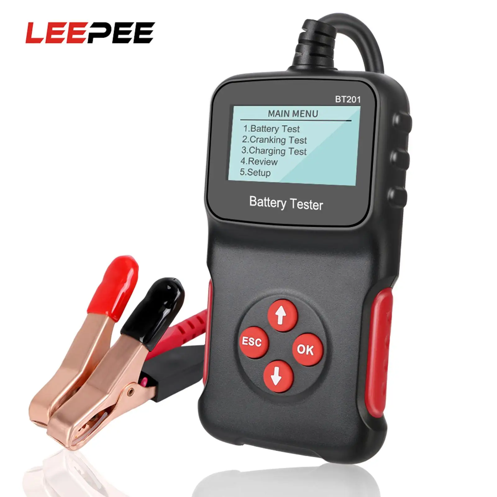 

Car Battery Tester Support 6 Languages BT201 12V 100-2000 CCA Cranking Charging Circut Test Multi-Function