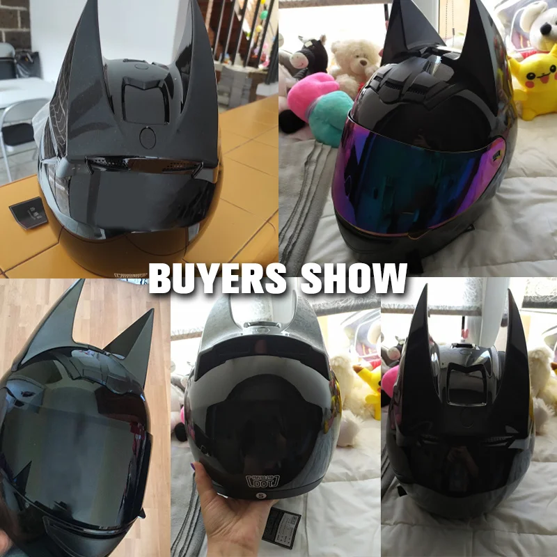 Bat Motorcycle Helmet Women Personality Moto Capacete Black Helmet Full Face Moto Helmet Fashion Motorbike Helmet enlarge