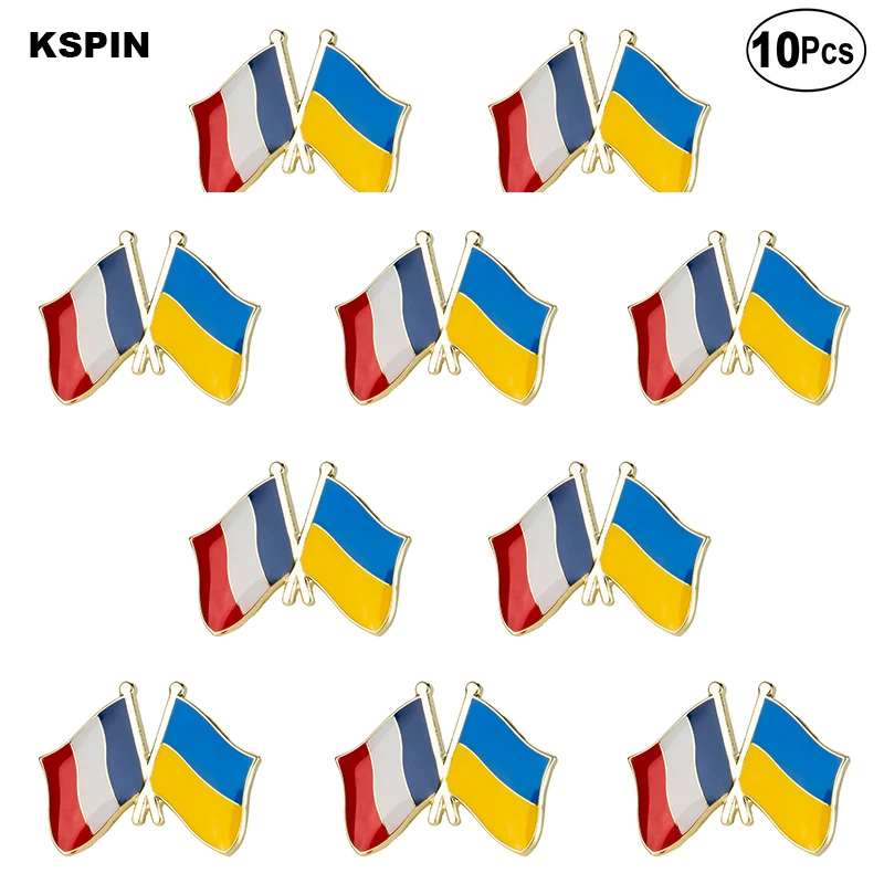 

France and Ukraine Flag Lapel Pin Flag badge Brooch Pins Badges 10Pcs a Lot