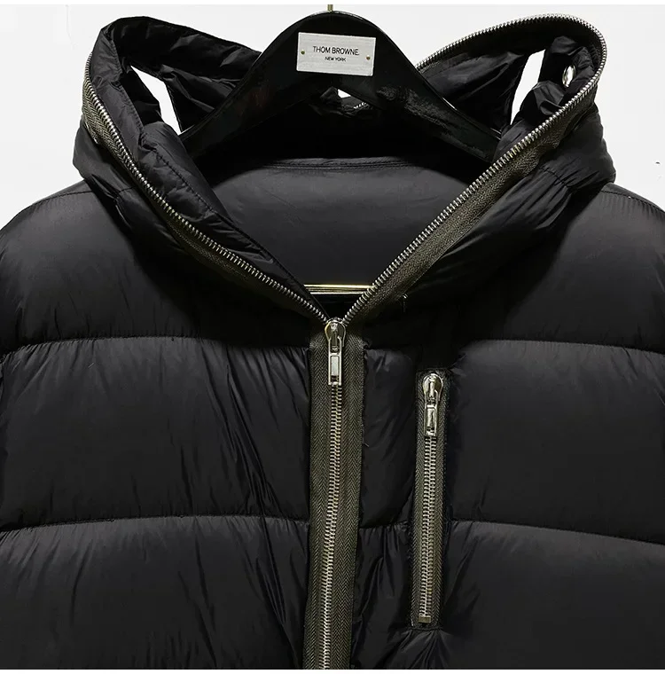 Мужская зимняя куртка на молнии с капюшоном гусиный пух