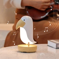 wooden bird table lamp usb charging stepless dimming bluetooth speaker atmosphere light creative bedroom bedside night light