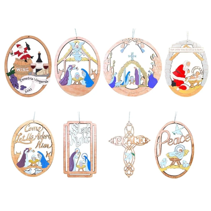 

8 шт./набор, деревянные подвески в виде рождественской елки
