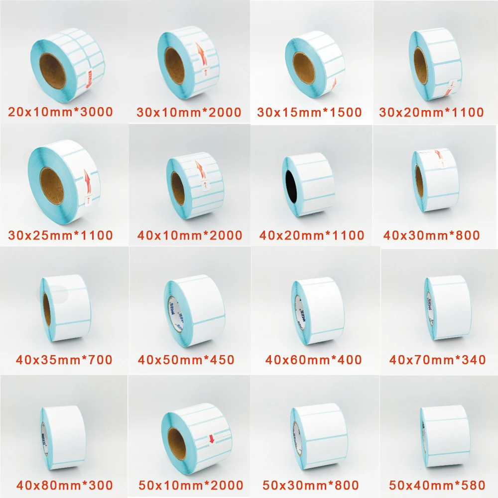 55 50 45 40 35 30 25 20 15 10 Blank Thermal Heat Sensitive Label Direct Print Bar Code Adhesive Unremovable Sticker