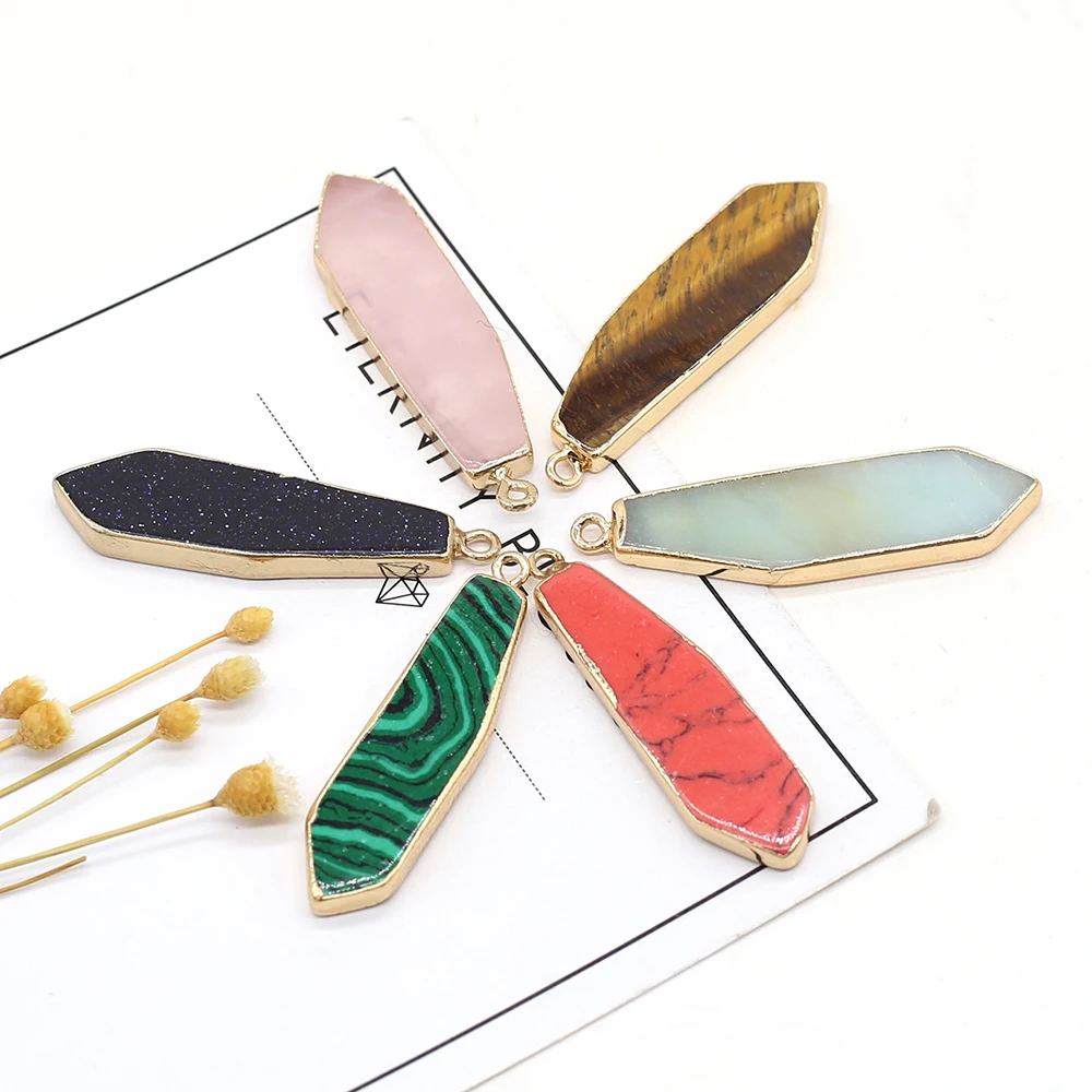 

Natural Stone Pendants Irregular Cone Healing Crystal Stone Agate Charms for Jewelry Making Women Gift Accessories